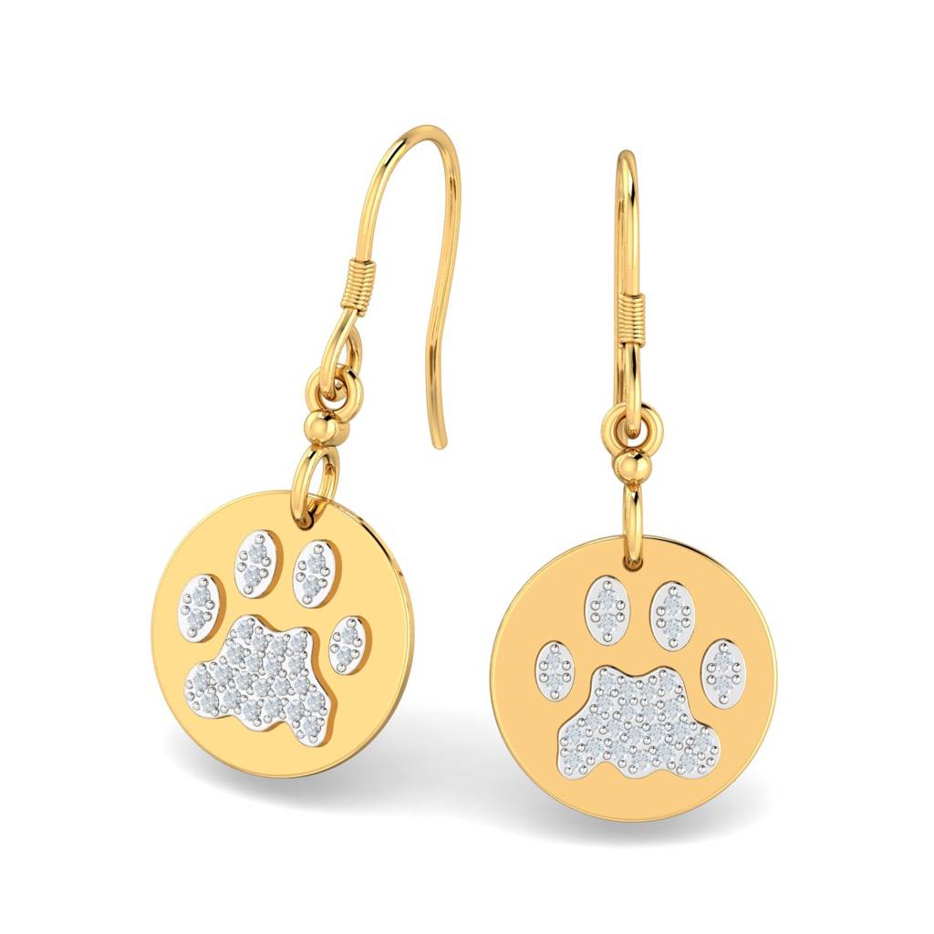 KuberBox 18K Yellow Gold Paws Hook Earrings