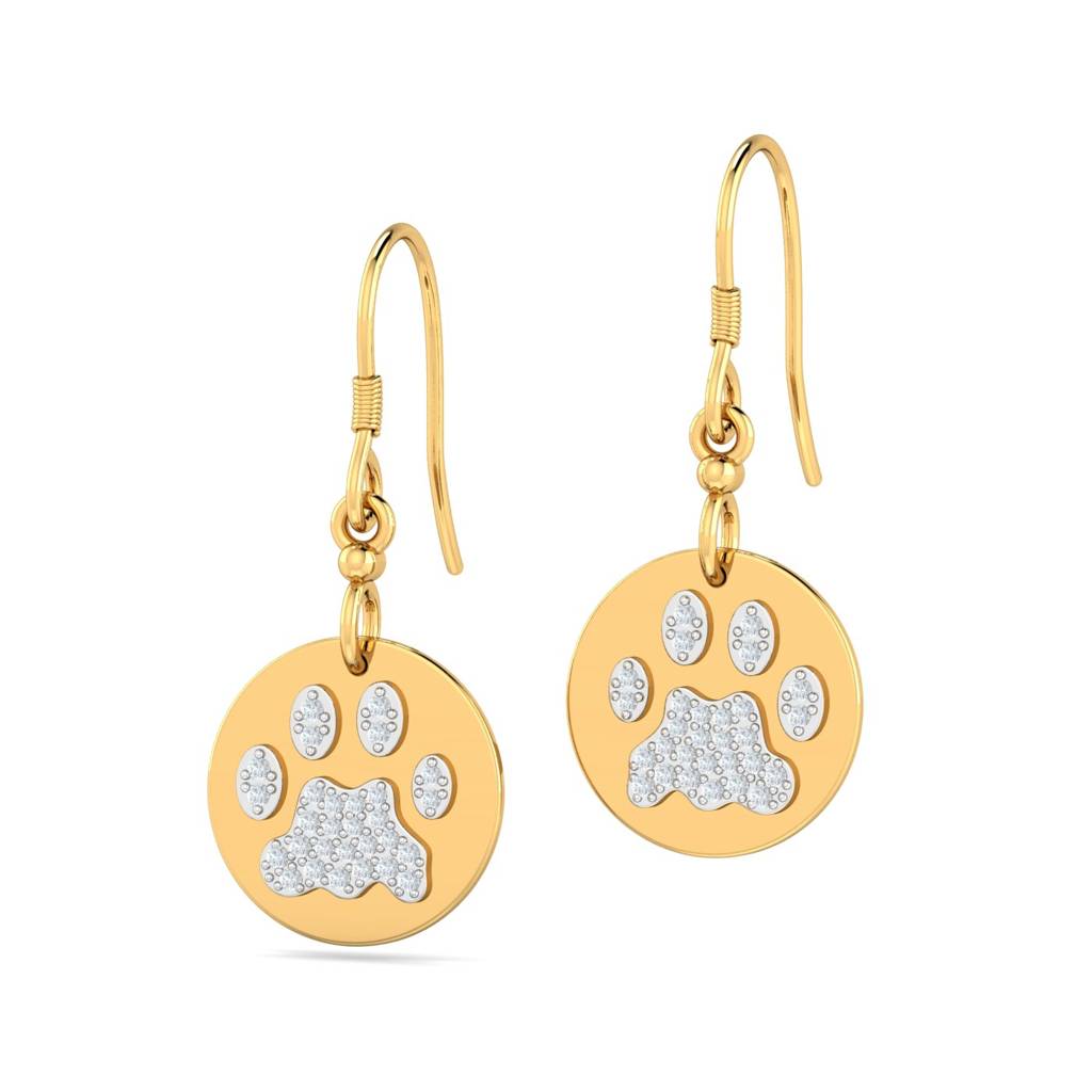 KuberBox 18K Yellow Gold Paws Hook Earrings