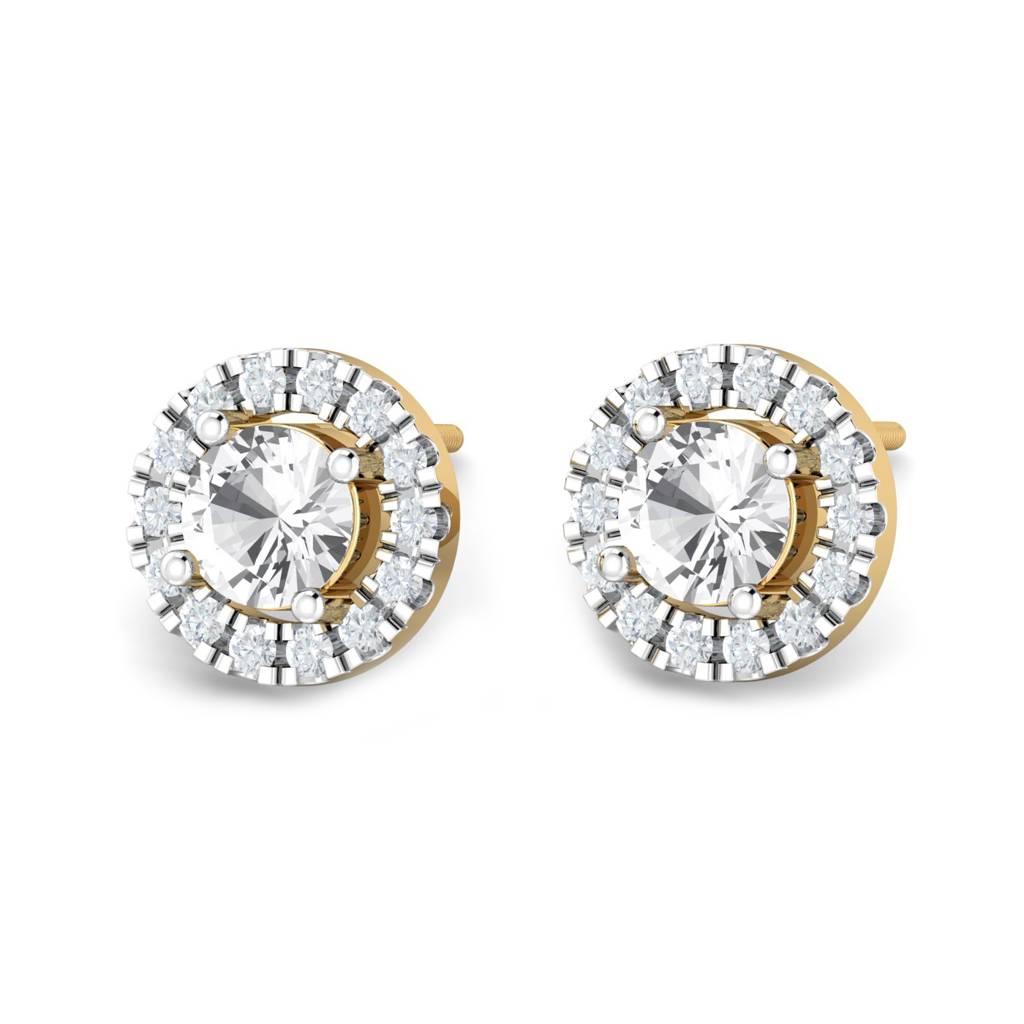 KuberBox 18K Yellow Gold Basak Halo Earrings