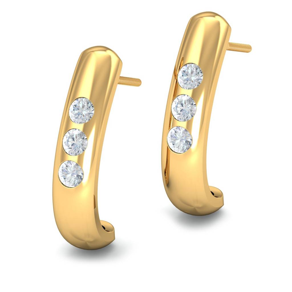 KuberBox 18K Yellow Gold Bilge J-Hoop Earrings