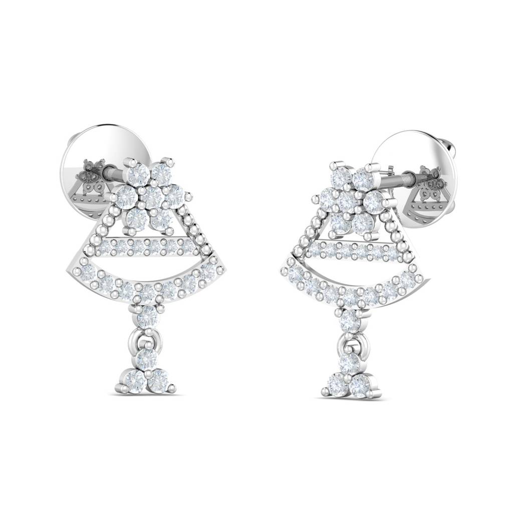 KuberBox 18K White Gold Dilara Stud Earrings