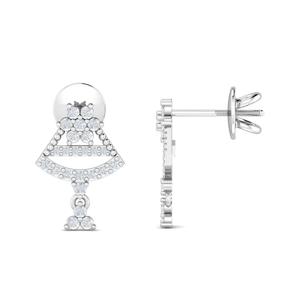 KuberBox 18K White Gold Dilara Stud Earrings