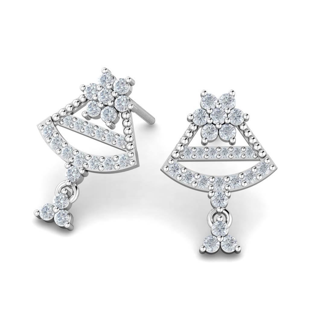 KuberBox 18K White Gold Dilara Stud Earrings