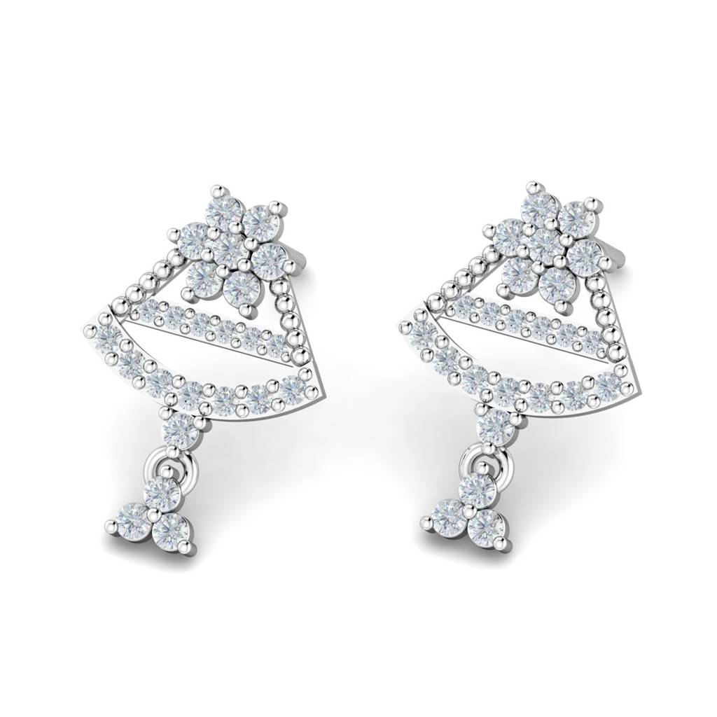 KuberBox 18K White Gold Dilara Stud Earrings