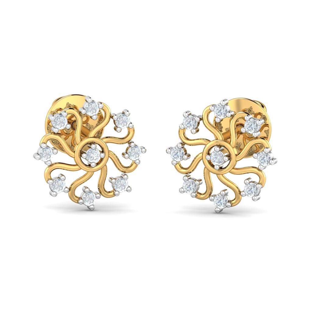 KuberBox 18K Yellow Gold Ebru Stud Earrings