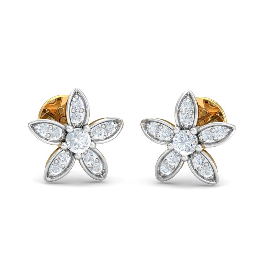 KuberBox 18K Yellow Gold Paula Floral Stud Earrings