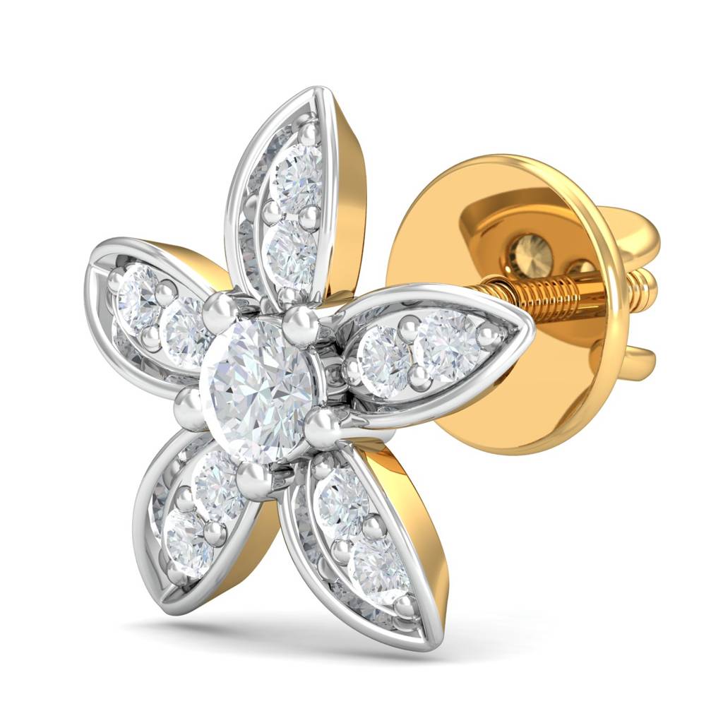 KuberBox 18K Yellow Gold Paula Floral Stud Earrings