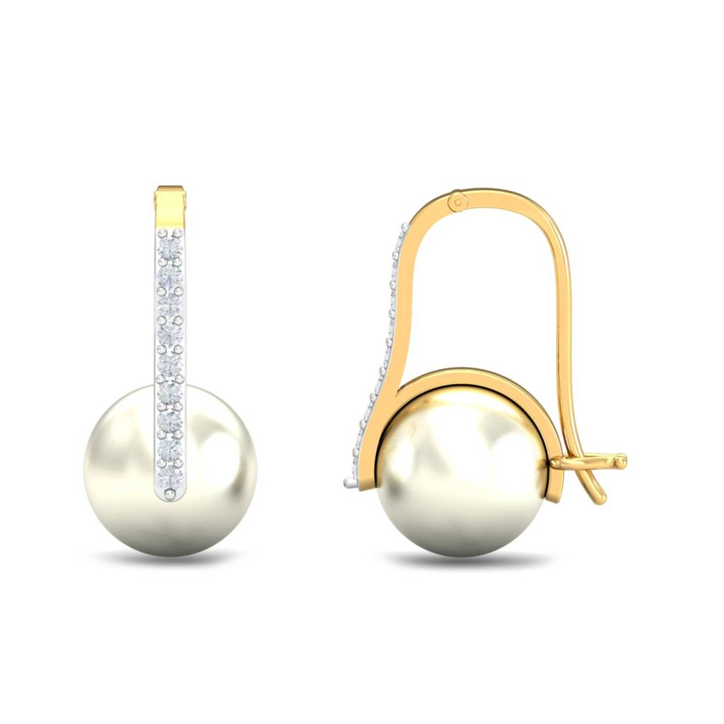 KuberBox 18K Yellow Gold Ekin Pearl Hoops