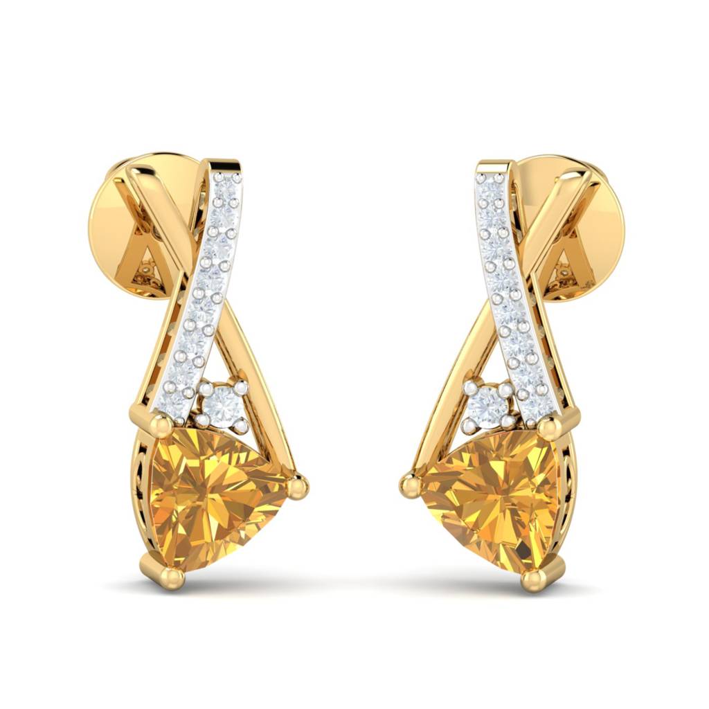 KuberBox 18K Yellow Gold Emine Citrine Earrings