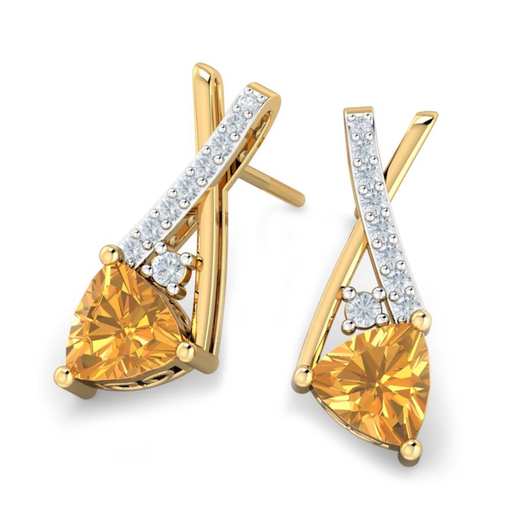 KuberBox 18K Yellow Gold Emine Citrine Earrings