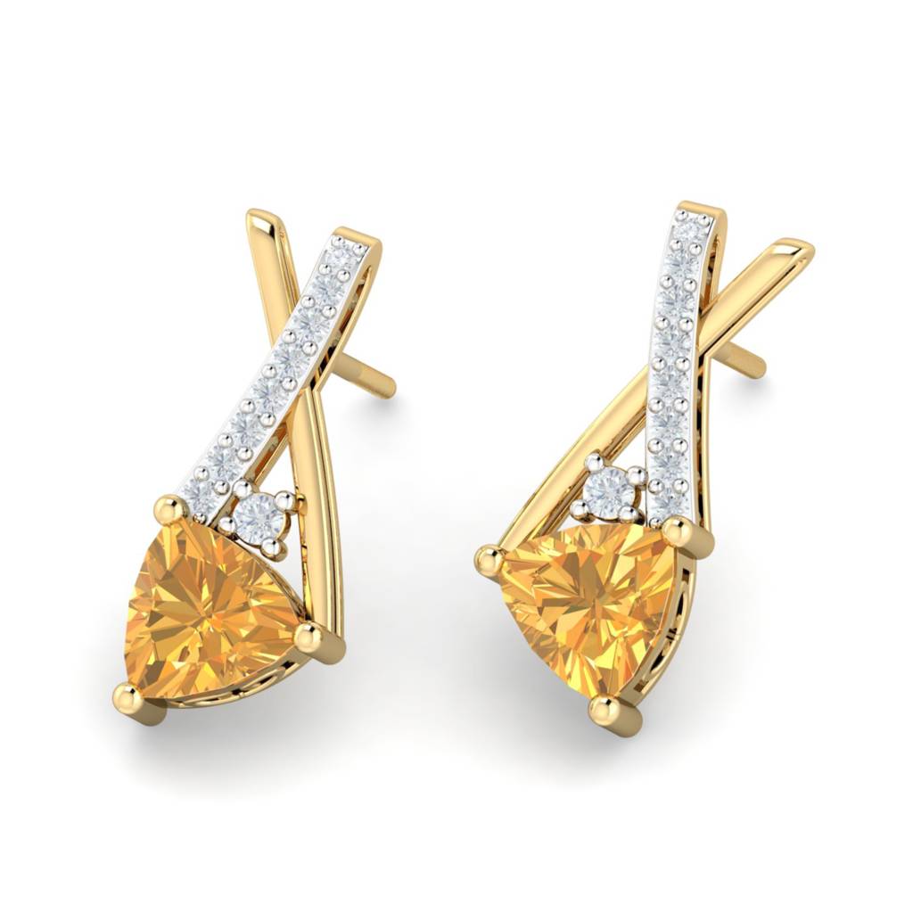 KuberBox 18K Yellow Gold Emine Citrine Earrings