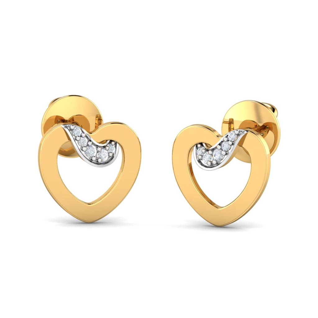 KuberBox 18K Yellow Gold Esen Heart Earrings