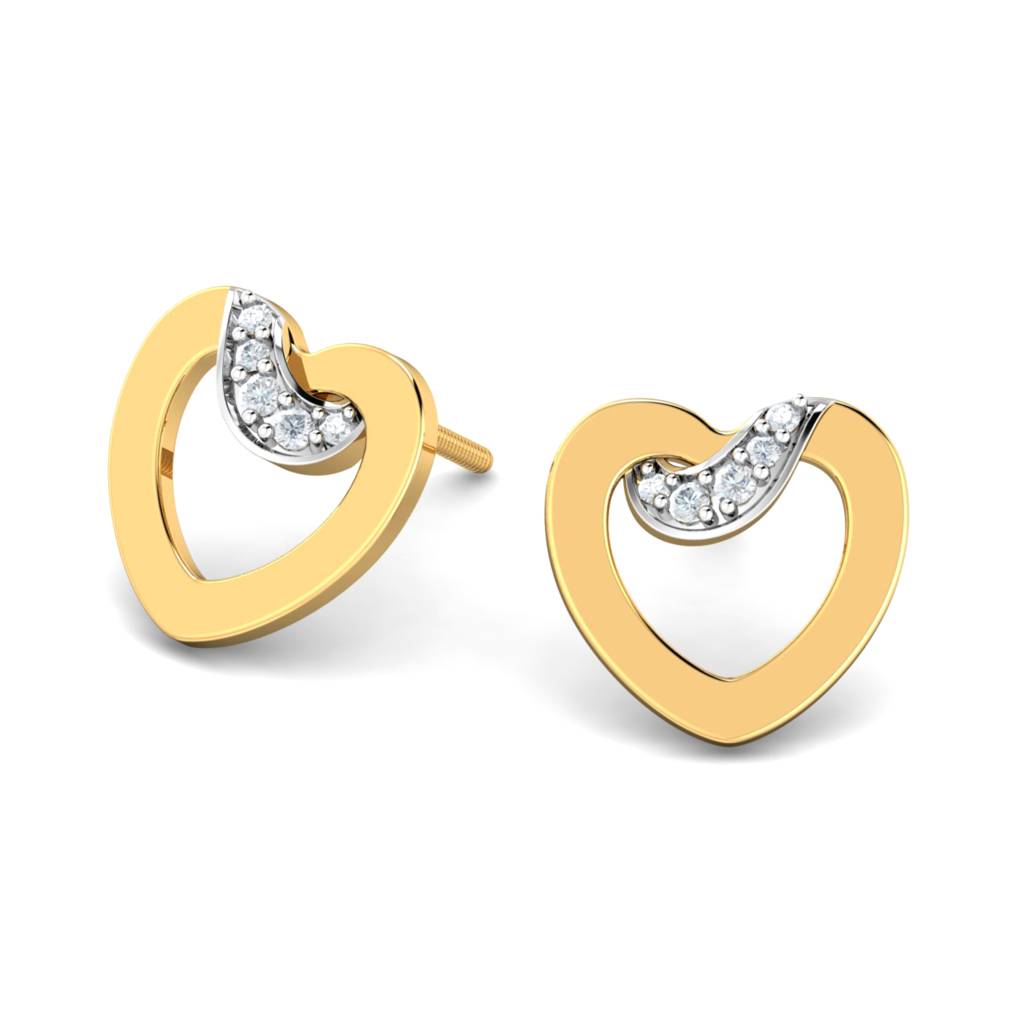 KuberBox 18K Yellow Gold Esen Heart Earrings