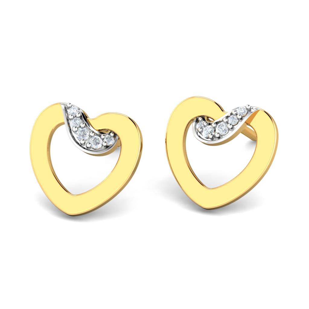 KuberBox 18K Yellow Gold Esen Heart Earrings