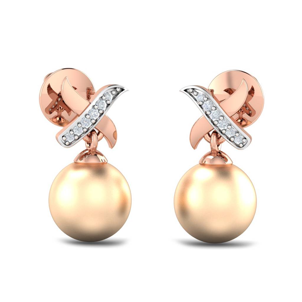 KuberBox 18K Rose Gold Fidan Pearl Drop Earrings