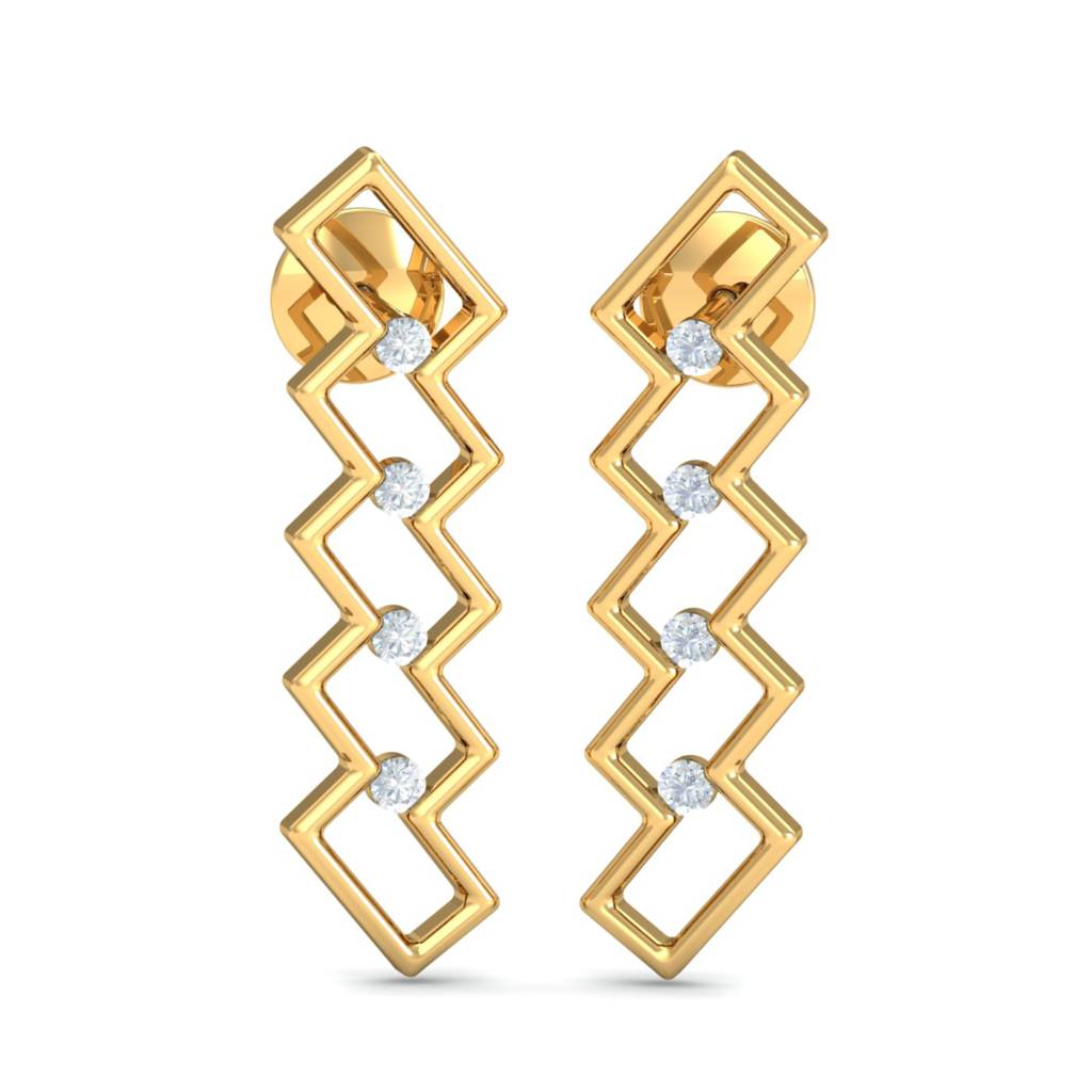 KuberBox 18K Yellow Gold Gonca Steps Earrings