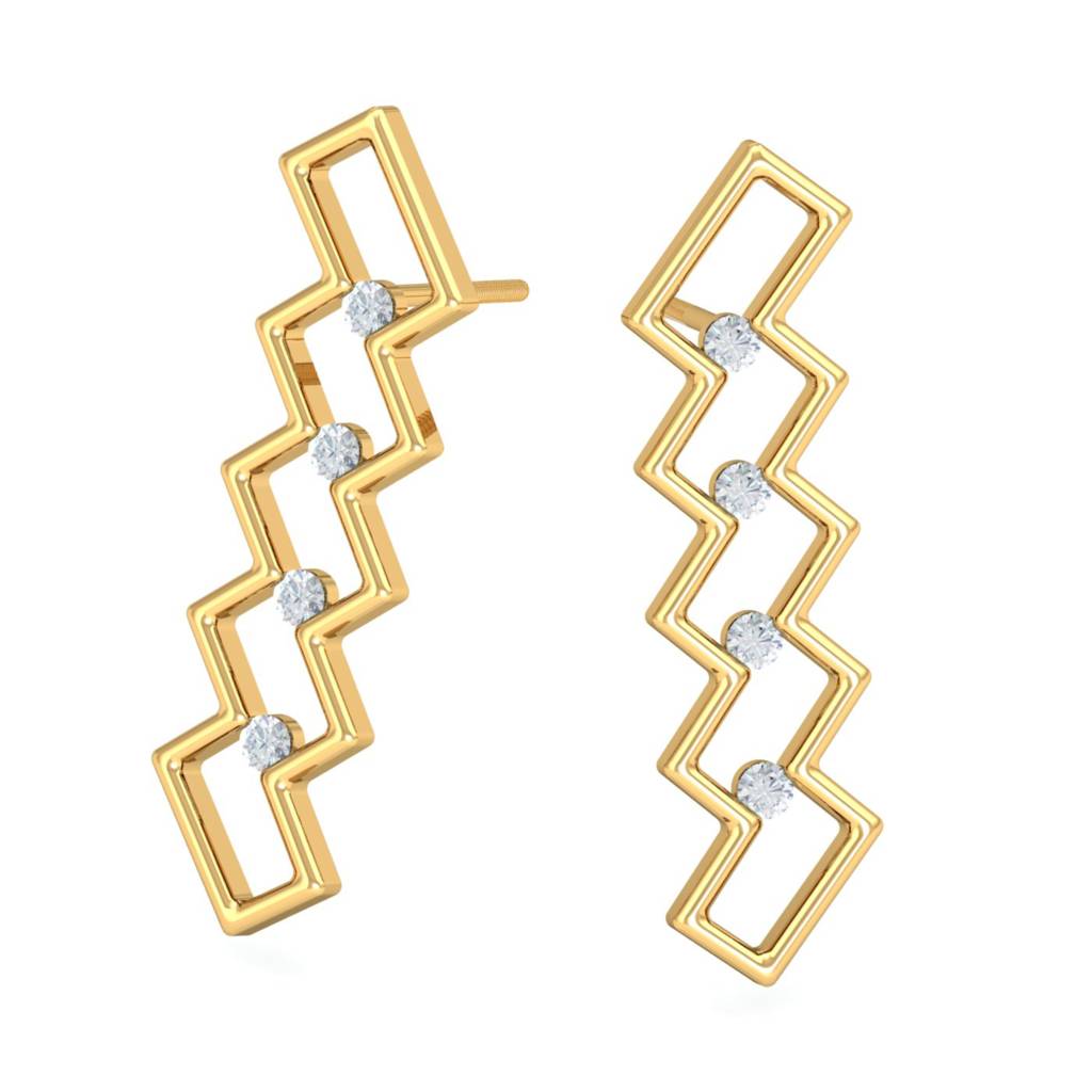 KuberBox 18K Yellow Gold Gonca Steps Earrings