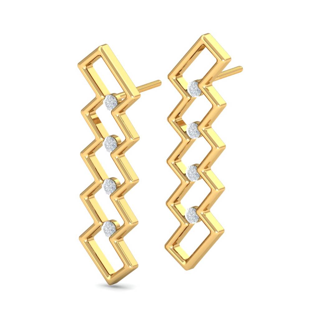 KuberBox 18K Yellow Gold Gonca Steps Earrings