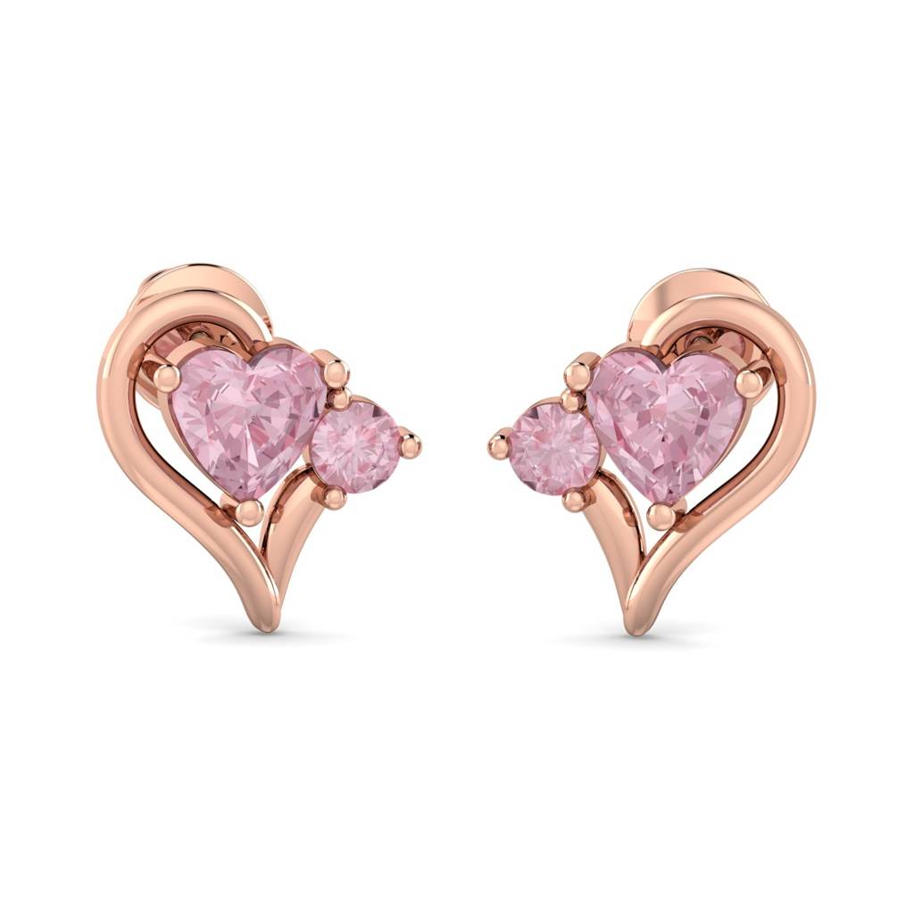 KuberBox 18K Rose Gold Aliza Heart Earrings