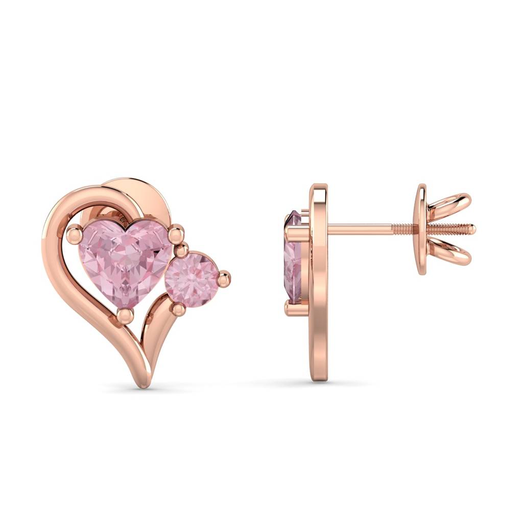 KuberBox 18K Rose Gold Aliza Heart Earrings