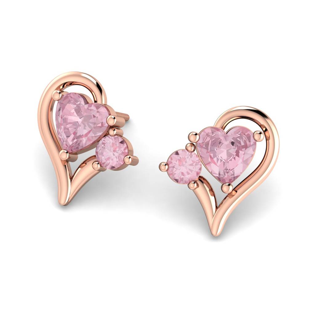 KuberBox 18K Rose Gold Aliza Heart Earrings