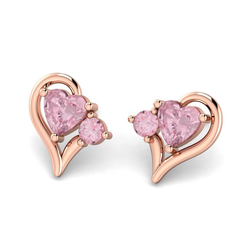 KuberBox 18K Rose Gold Aliza Heart Earrings