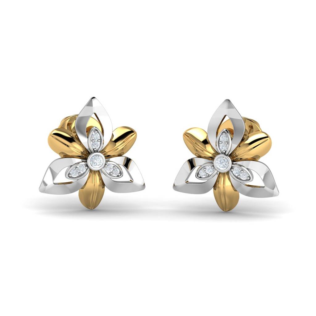 KuberBox 18K Yellow Gold Ariella Petal Stud Earrings