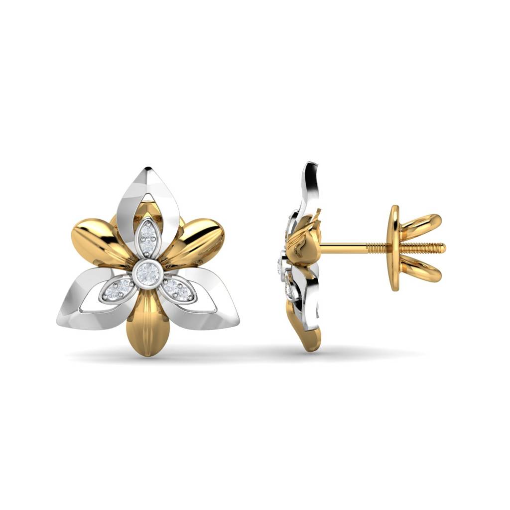 KuberBox 18K Yellow Gold Ariella Petal Stud Earrings