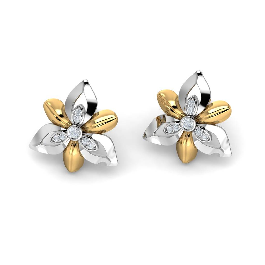 KuberBox 18K Yellow Gold Ariella Petal Stud Earrings