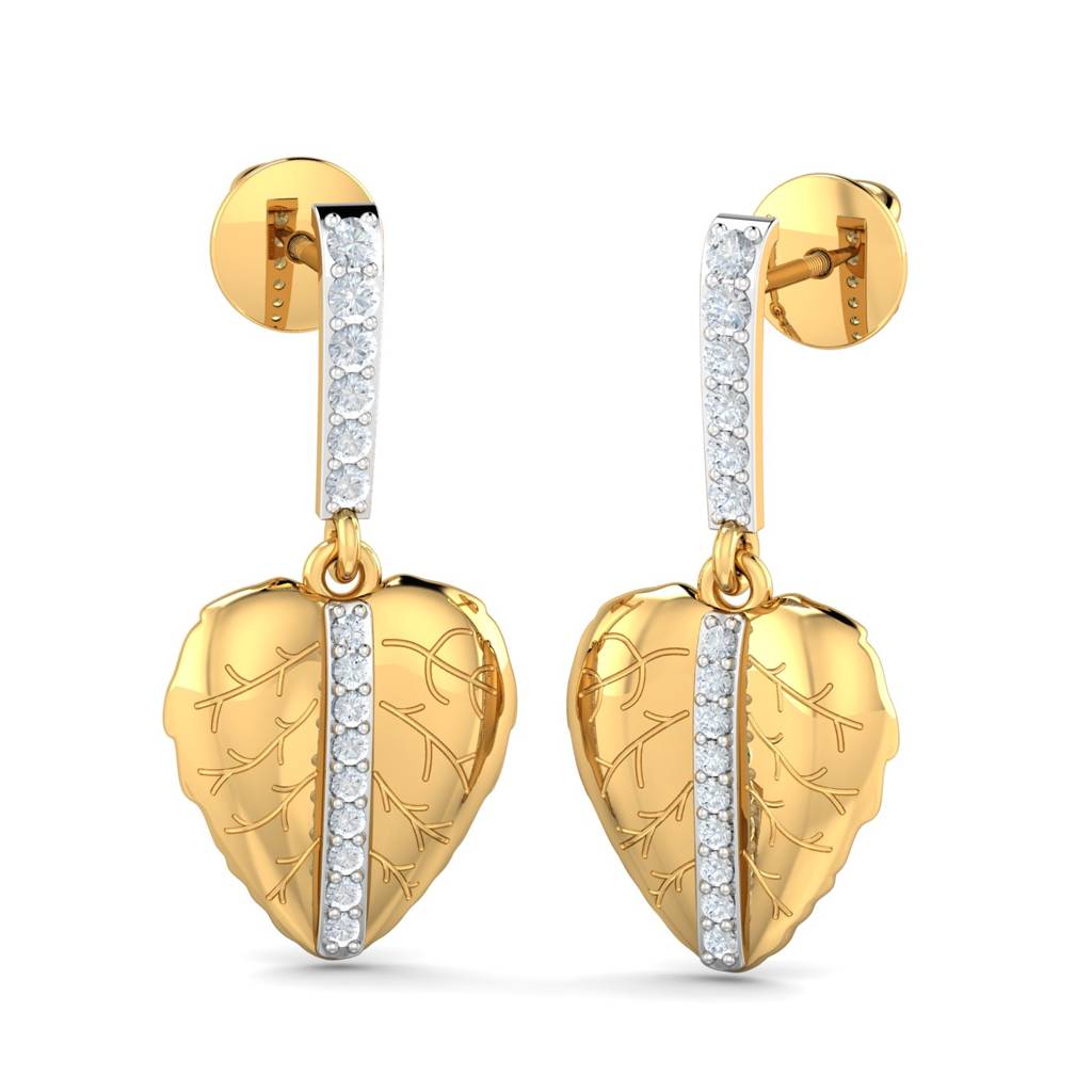 KuberBox 18K Yellow Gold Sheva Leafy Drop Earrings