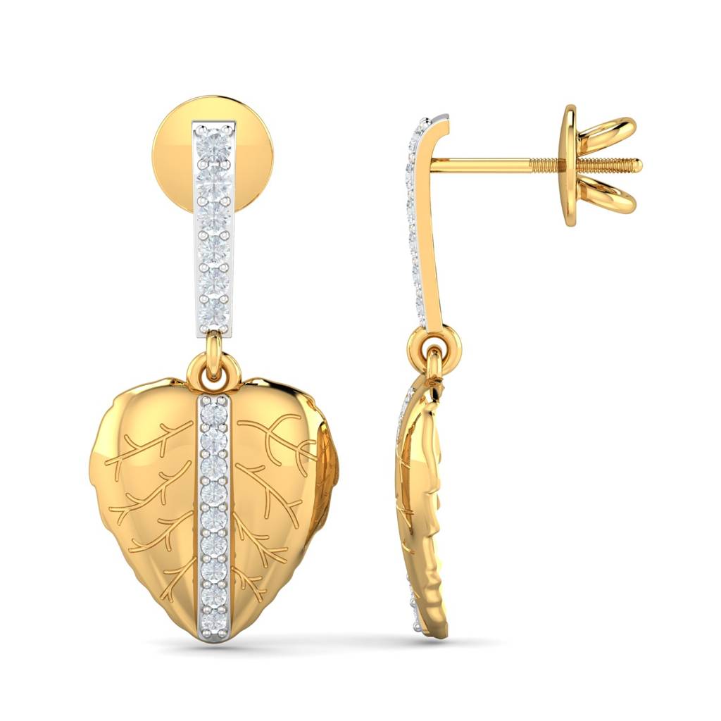 KuberBox 18K Yellow Gold Sheva Leafy Drop Earrings