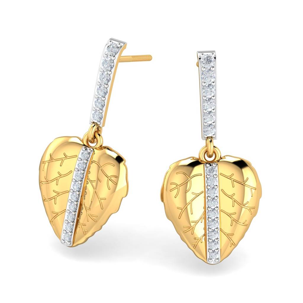 KuberBox 18K Yellow Gold Sheva Leafy Drop Earrings