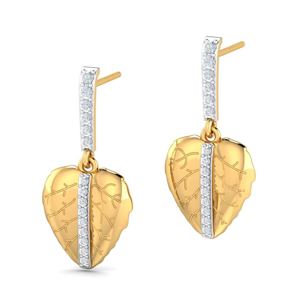 KuberBox 18K Yellow Gold Sheva Leafy Drop Earrings