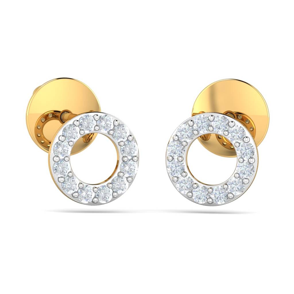 KuberBox 18K Yellow Gold Leeba Halo Stud Earrings