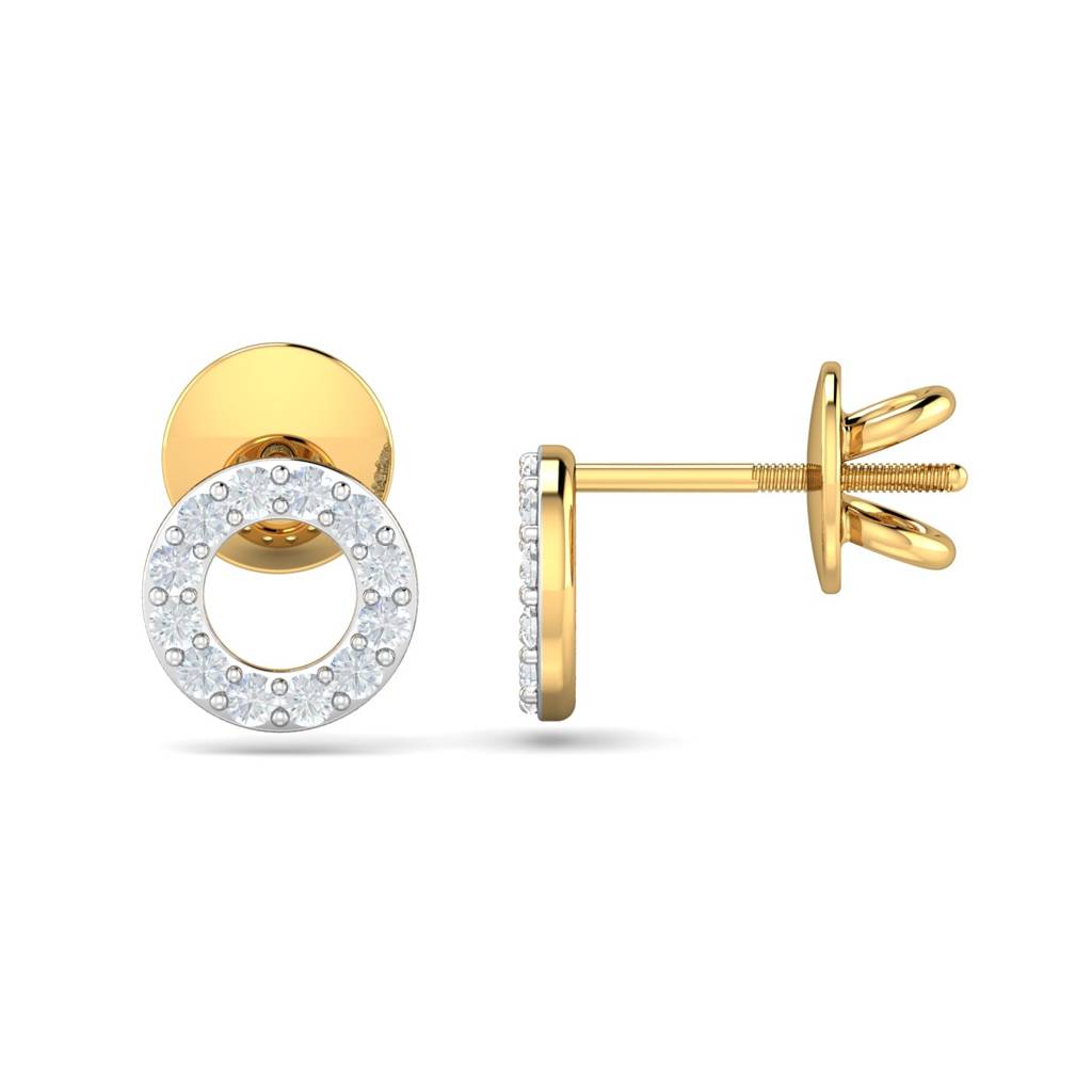 KuberBox 18K Yellow Gold Leeba Halo Stud Earrings