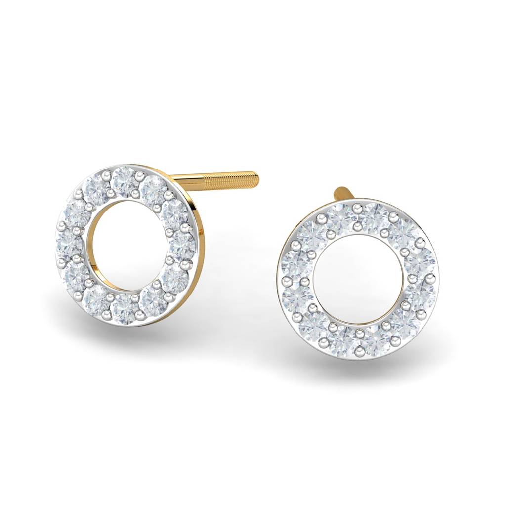 KuberBox 18K Yellow Gold Leeba Halo Stud Earrings