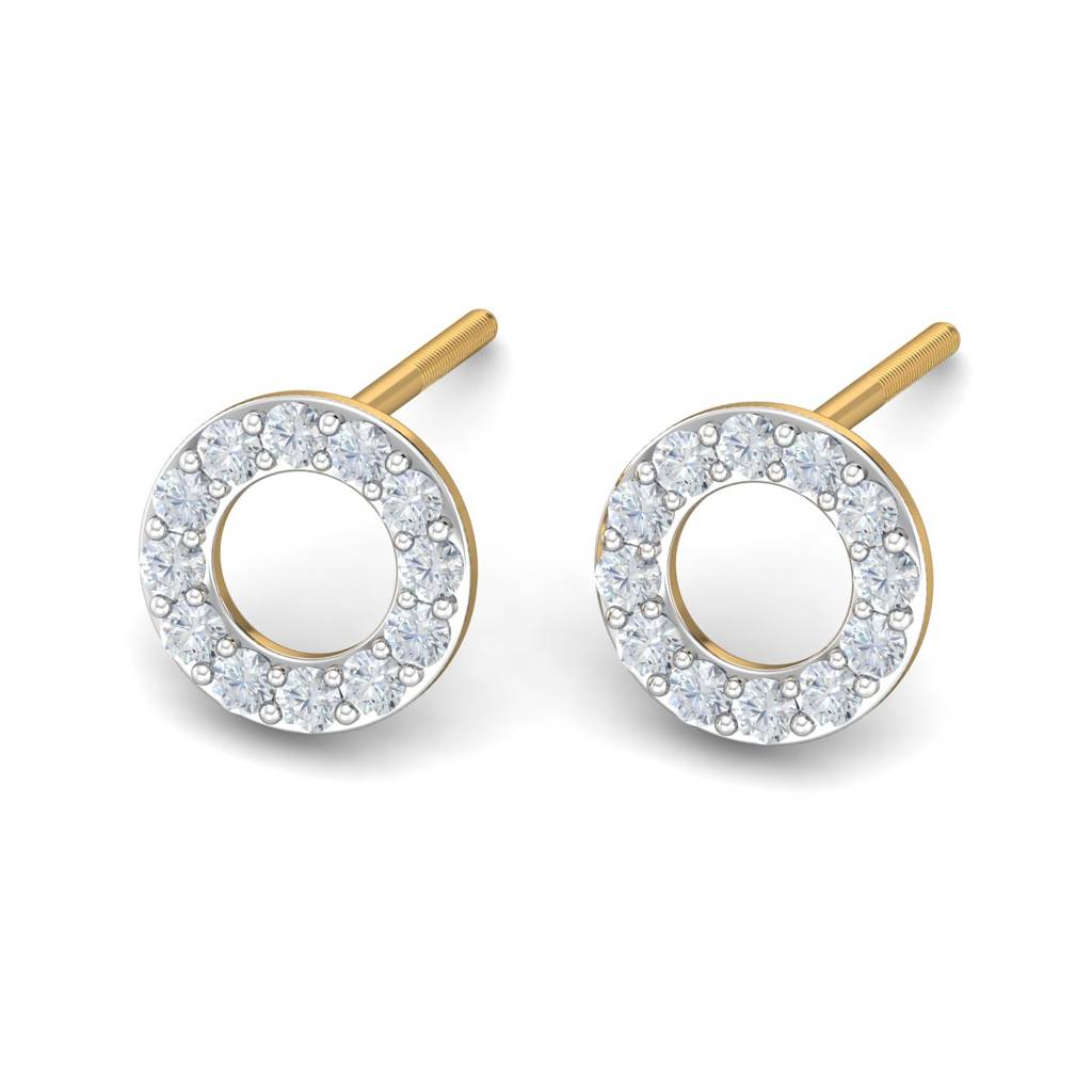 KuberBox 18K Yellow Gold Leeba Halo Stud Earrings