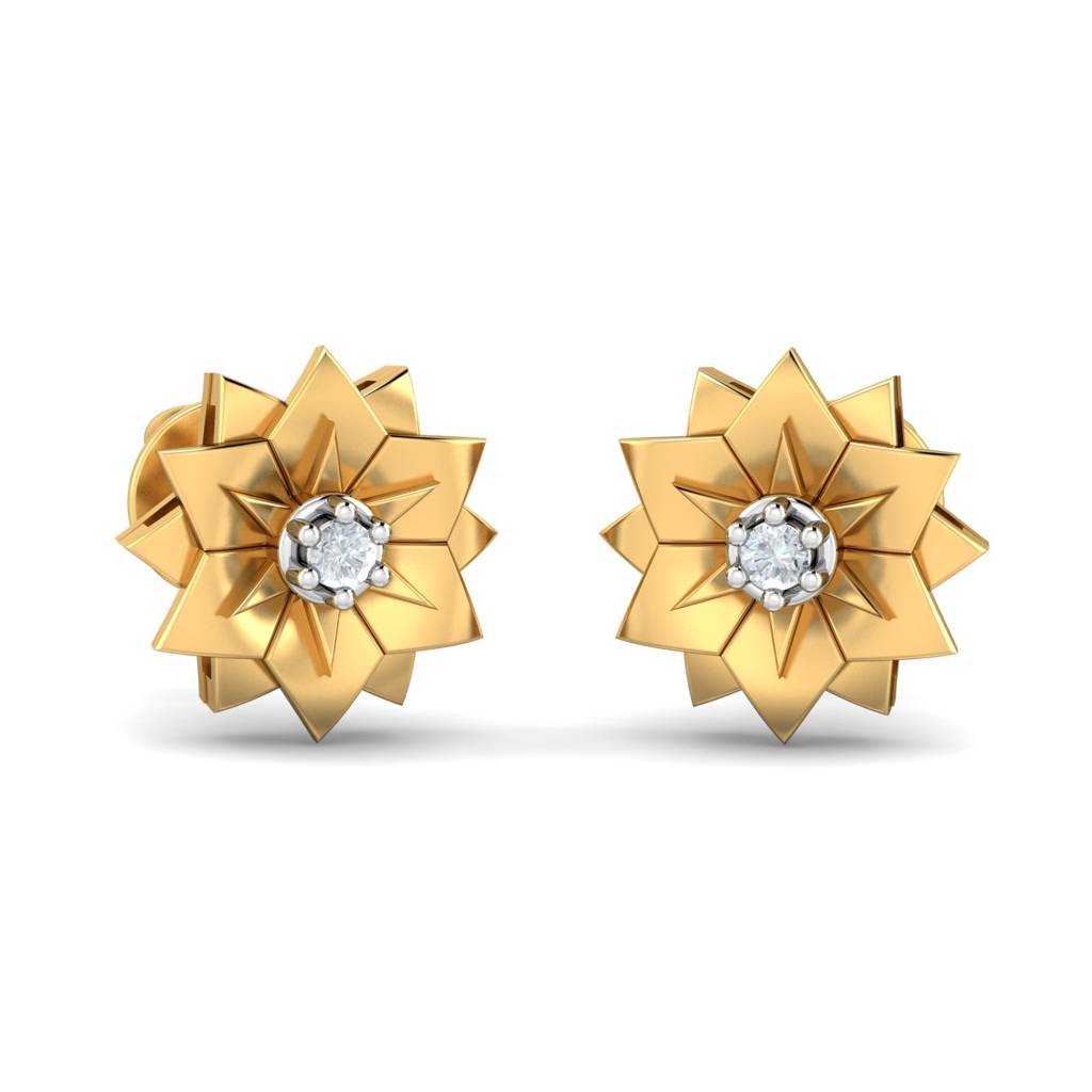 KuberBox 18K Yellow Gold Batya Flr'l Stud Earrings