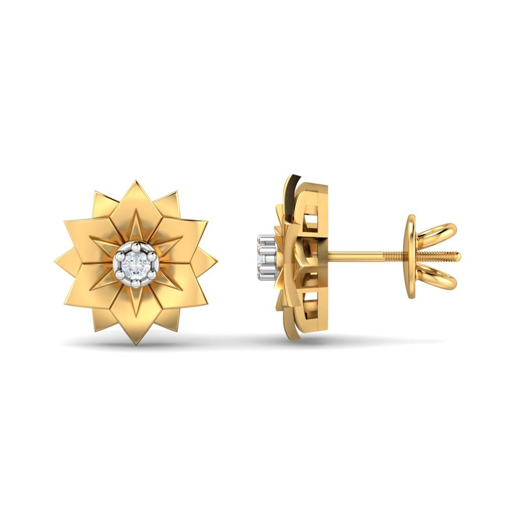 KuberBox 18K Yellow Gold Batya Flr'l Stud Earrings