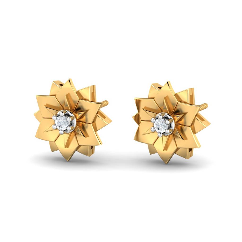 KuberBox 18K Yellow Gold Batya Flr'l Stud Earrings