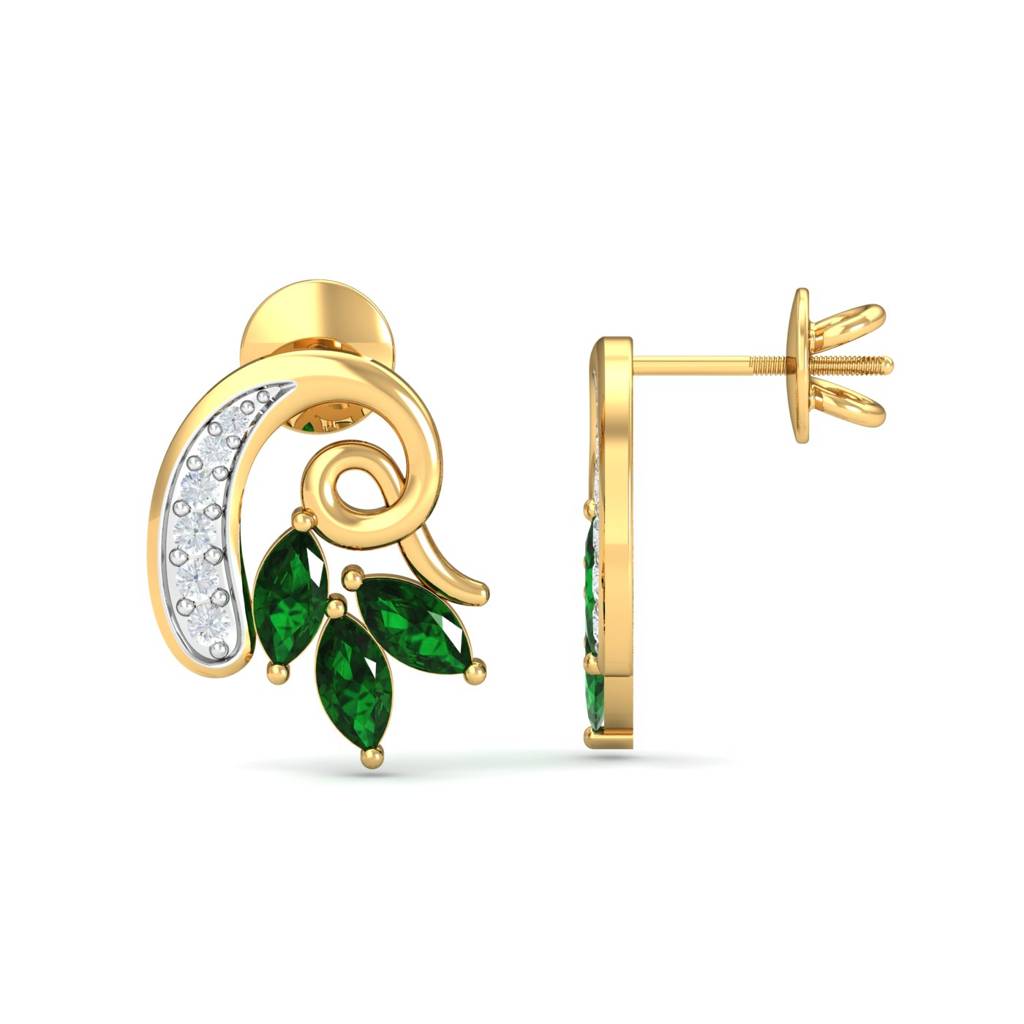 KuberBox 18K Yellow Gold Tziyon Stud Earrings