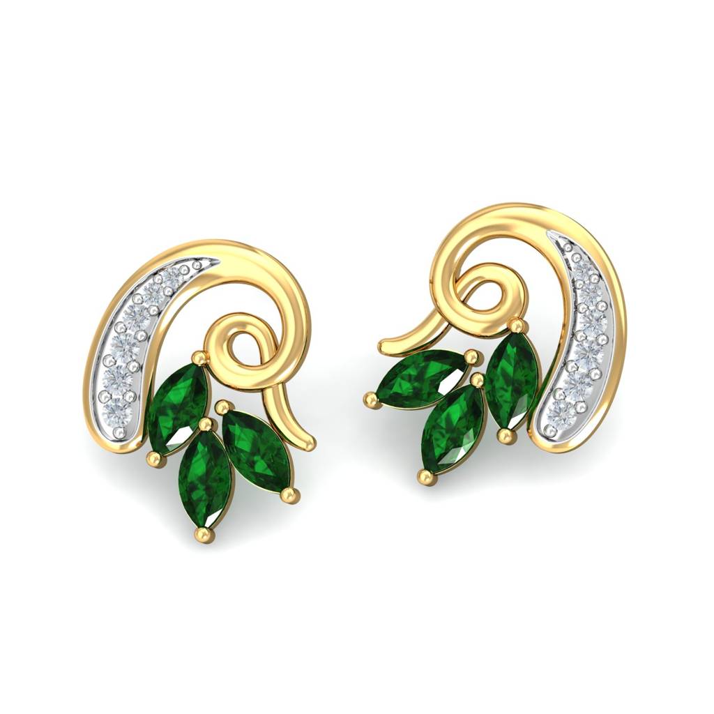 KuberBox 18K Yellow Gold Tziyon Stud Earrings