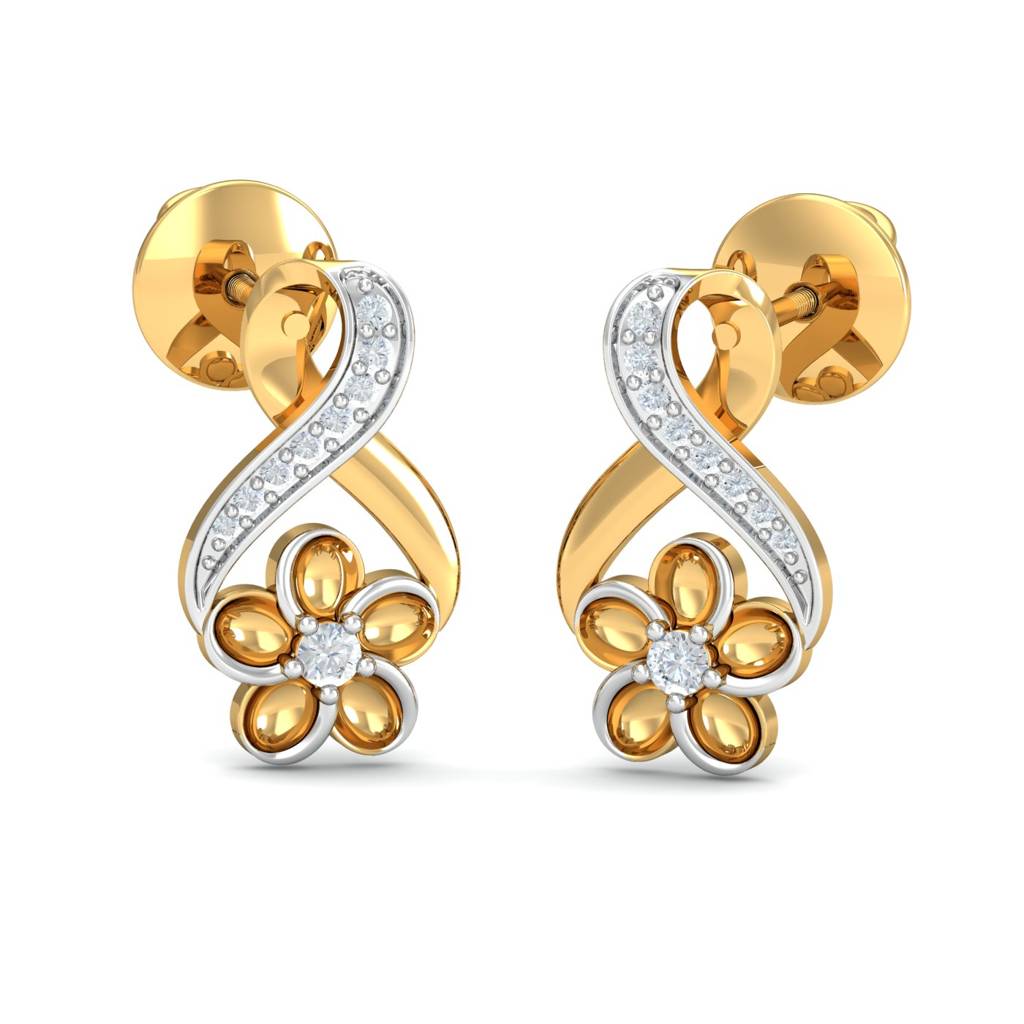 KuberBox 18K Yellow Gold Diara Stud Earrings