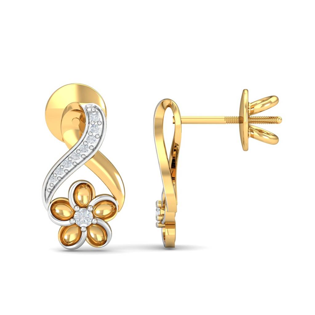 KuberBox 18K Yellow Gold Diara Stud Earrings