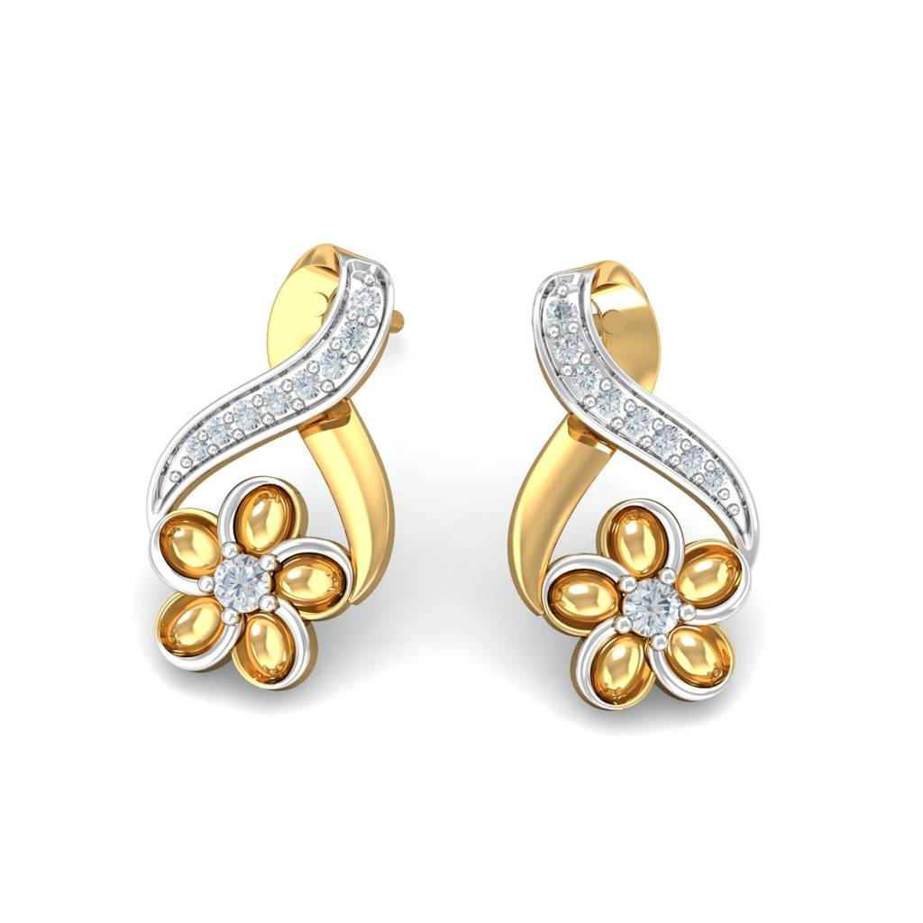 KuberBox 18K Yellow Gold Diara Stud Earrings