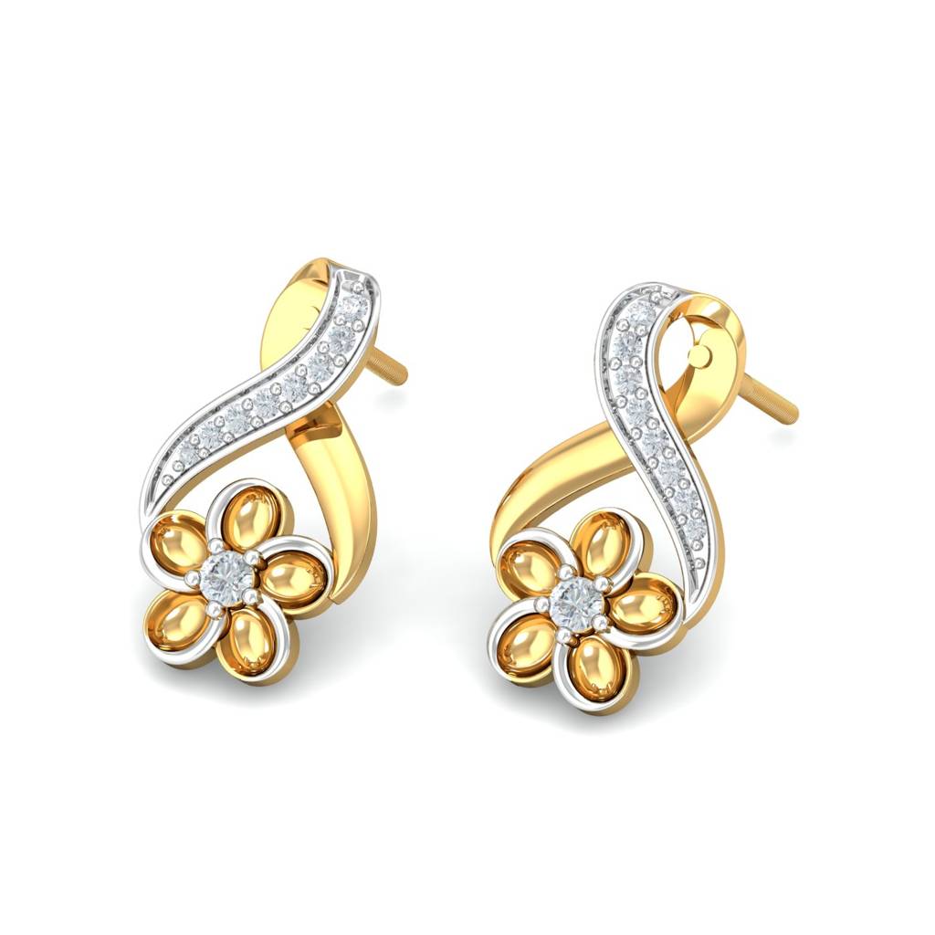 KuberBox 18K Yellow Gold Diara Stud Earrings