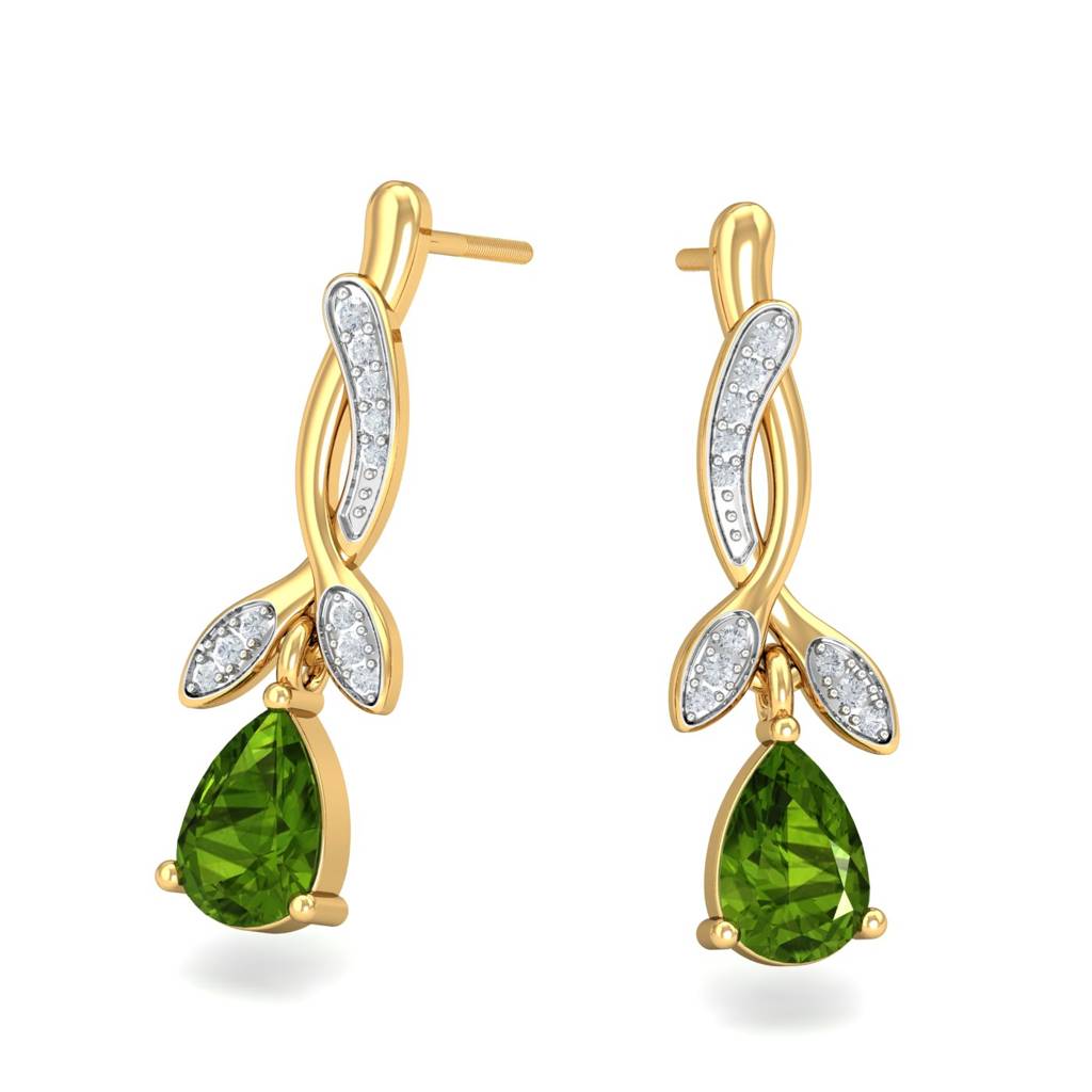 KuberBox 18K Yellow Gold Delilah Peridot Earrings