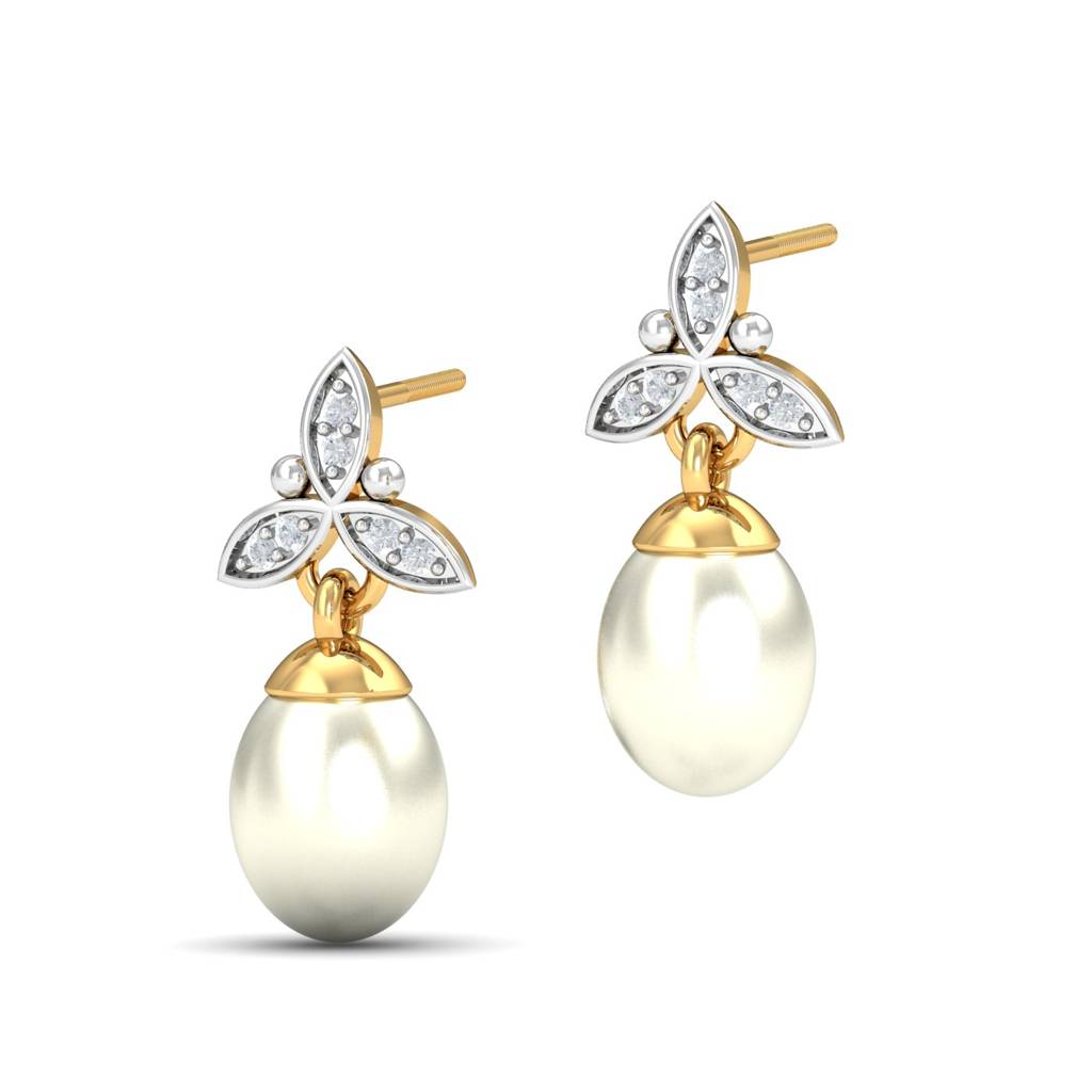 KuberBox 18K Yellow Gold Magdalen Pearl Drop Earrings