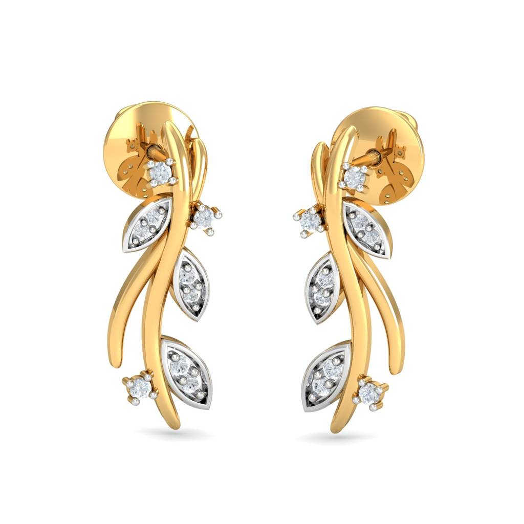 KuberBox 18K Yellow Gold Fairy Twig Earrings