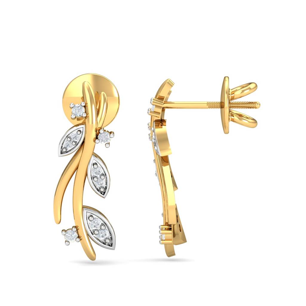 KuberBox 18K Yellow Gold Fairy Twig Earrings